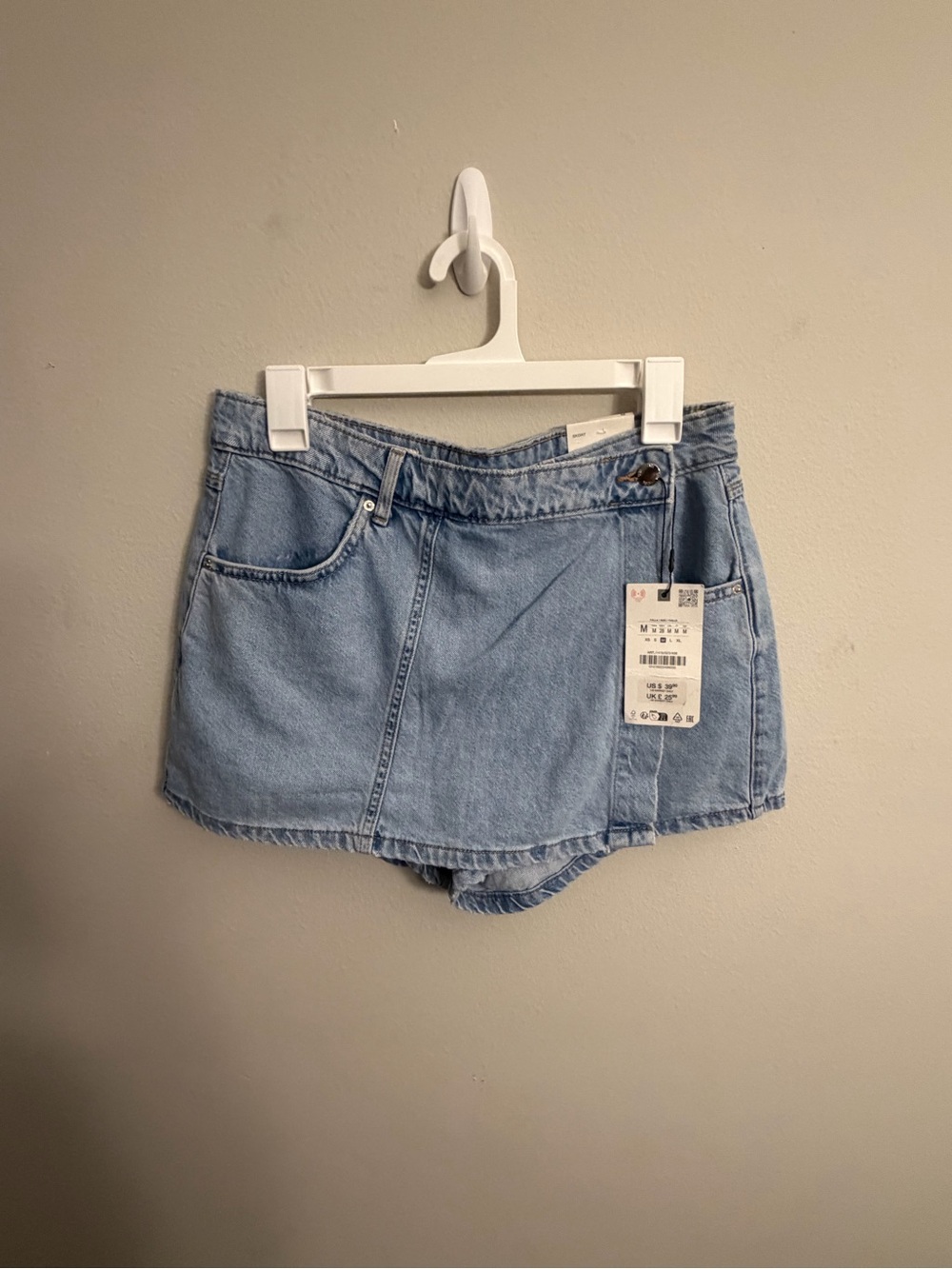 Zara Light Blue Denim Skort - Casual Wrap-Front